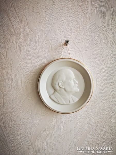 Herendi porcelán jelzett fali dísz, fali kép plakett Lenin