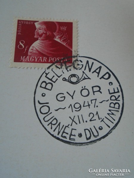 ZA413.59  Alkalmi bélyegzés- Bélyegnap  GYŐR 1947 XII 21.
