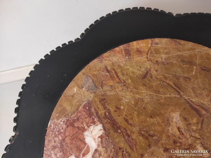 Antik kínai bútor asztal dúsan faragott márványlapos kaspó váza tartó 122