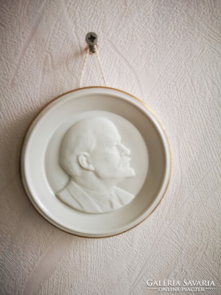 Herend porcelain marked wall ornament, wall picture plaque Lenin