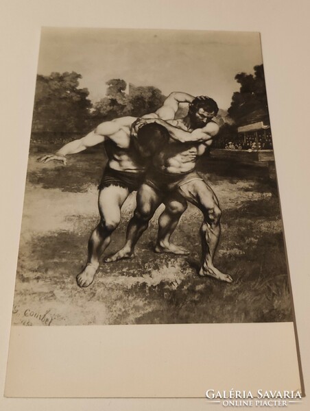 Gustav gourbet: wrestlers postcard (museum of fine arts)