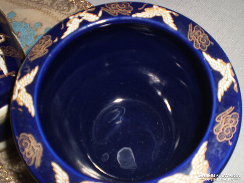Old cobalt blue vase with flower holder