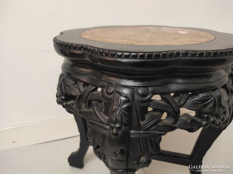 Antique Chinese furniture table with richly carved marble top vase holder 122