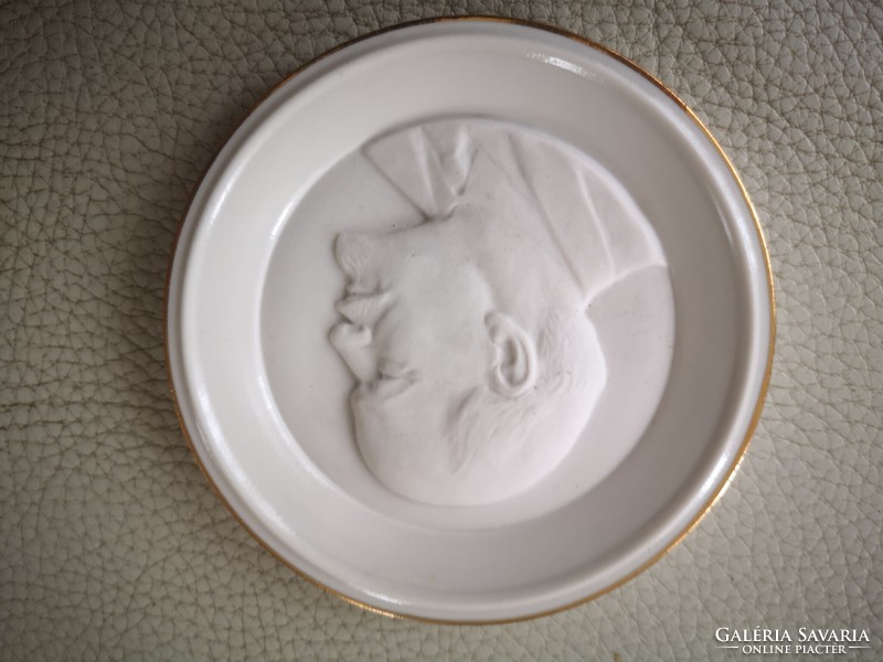 Herend porcelain marked wall ornament, wall picture plaque Lenin