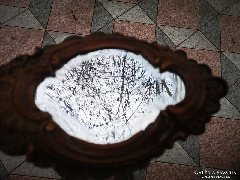 Antik kézi tükör pipere toalett készlet faragott, eredeti tükör