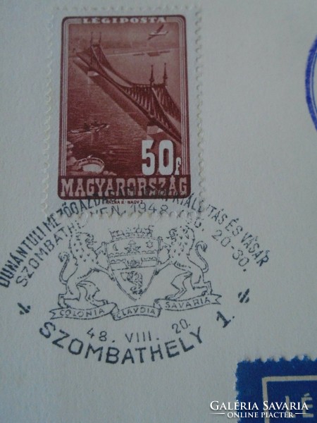 Za414.49 Occasional stamp-airmail transdanubian industrial fair-szombathely 1948 colonia claudia savaria