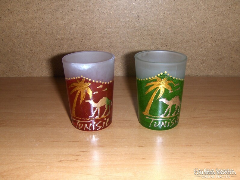 Tunisia (tunisie) commemorative glass cup pair 6.5 cm (12 / d)