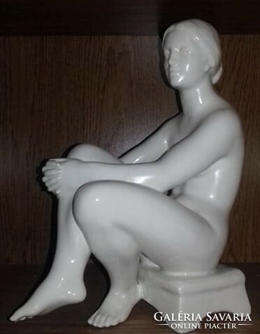 Large flawless seated female nude - patzay, marked