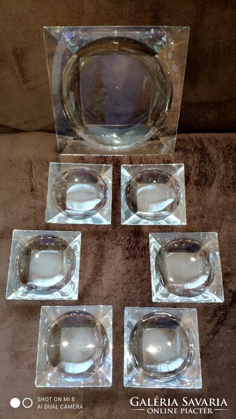 Special art deco, mid century crystal glass dessert set for 6 people