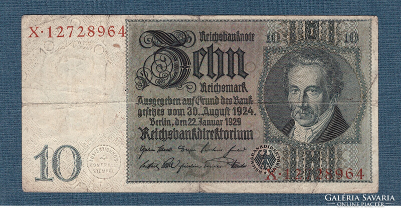 10 Reichsmark 1929 azaz Tíz Német Birodalmi Márka