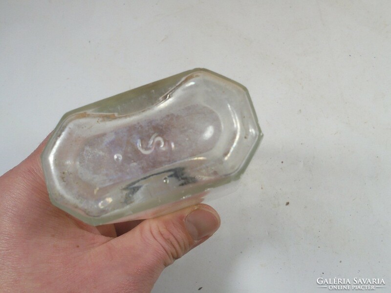 Old antique glass bottle - medicinal pharmacy pharmacy - height: 12.5 cm