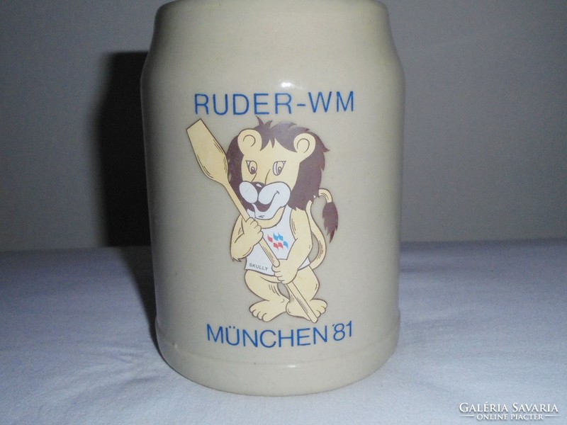 Német kerámia sörös korsó 0.5 liter - RUDER WM München 1981