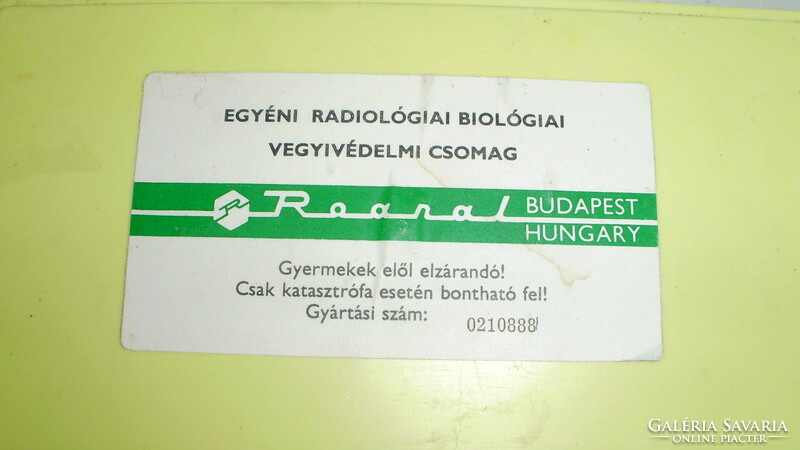 "Egyéni radiológiai biológiai vegyivédelmi csomag"  - bontatlan
