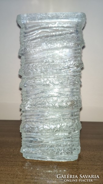 Oberglas austria art glass vase in ice cube style