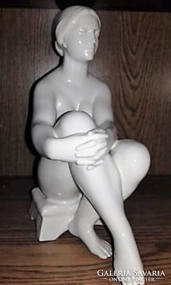 Large flawless seated female nude - patzay, marked