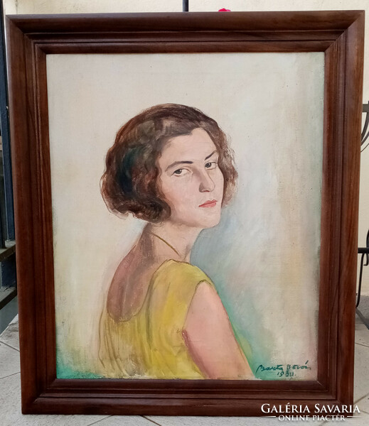 István Barta: girl in a yellow dress, 1930