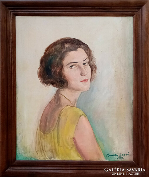 István Barta: girl in a yellow dress, 1930