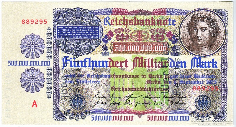 Germany 500 billion marks model replica 1923
