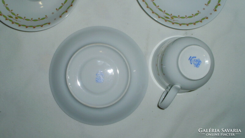 Two lowland porcelain coffee cups and four saucers - together