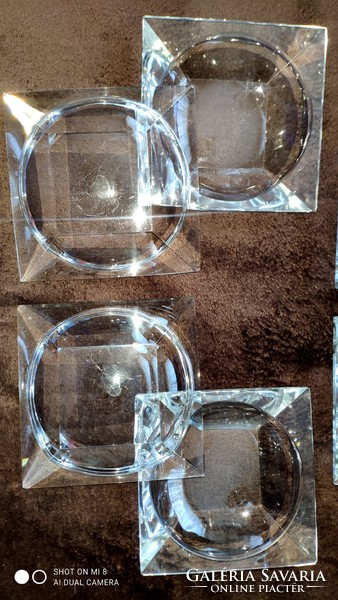 Különleges art deco, mid century kristály üveg desszertes 6 személyes készlet