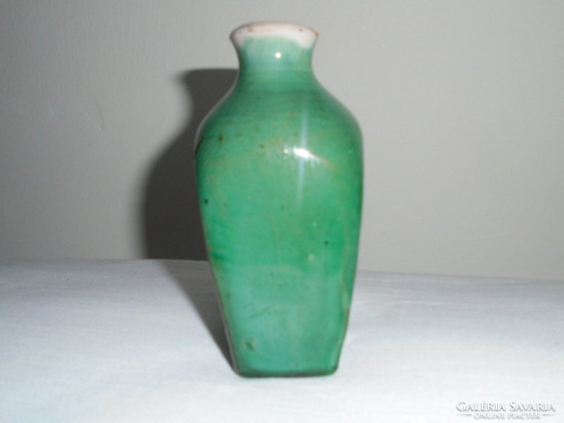 Antik népi népművészeti kézműves kerámia butella butykos - 11.6 cm magas