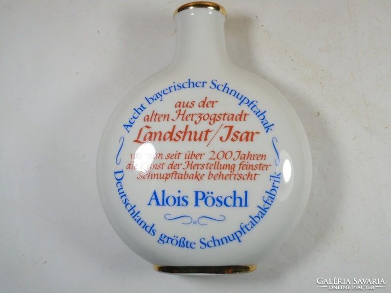 Retro régi Porcelán dohány tubákos szelence - bajor német Alois Pöschl tubák dohánygyár