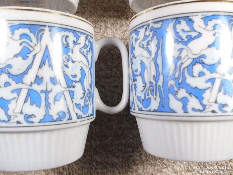 Retro old porcelain mug with a unique pattern - 4 pcs - 8.8 cm high