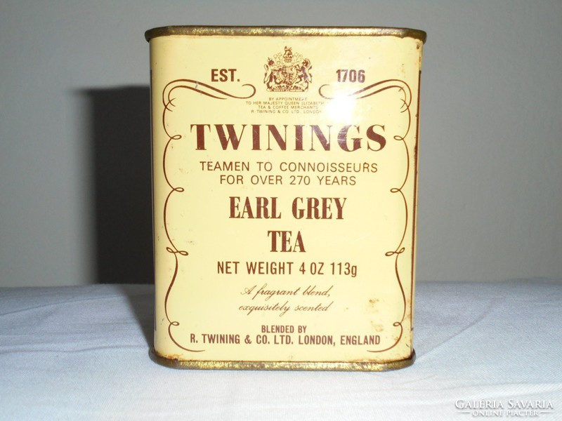 Teás angol fémdoboz pléh doboz - Twinings Earl Grey Tea - 1980-as évekből