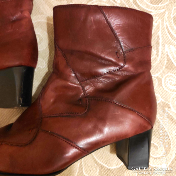 Clarks leather ankle boots in rust red deep burgundy uk5, 38.5, 24.5 Bth