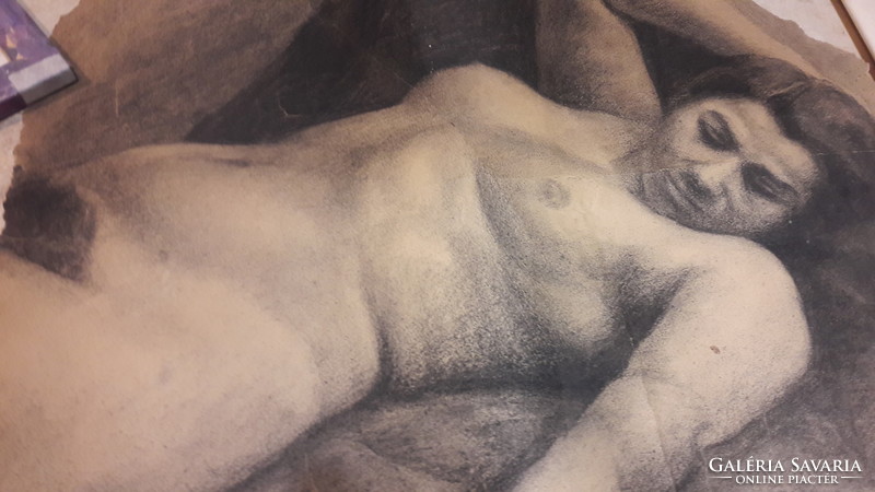 Matyás Réti 2 female nudes, pencil drawing, large size