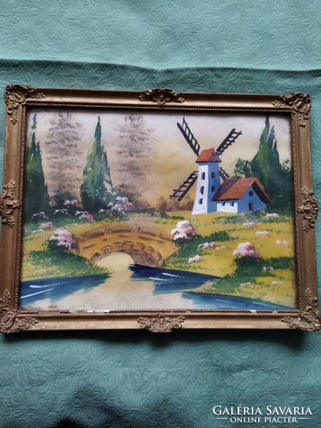 Wall pictures in one, painted old, peasant (framed by Pásztó ktsz)