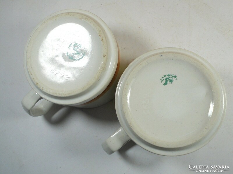 Retro old marked striped ceramic mug - 2 pcs - 6.8 cm high - approx. 1980s
