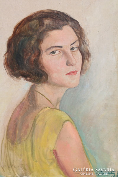 István Barta: girl in a yellow dress, 1930