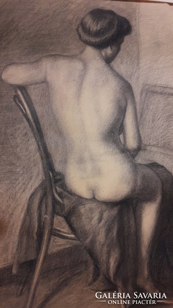 Matyás Réti 2 female nudes, pencil drawing, large size