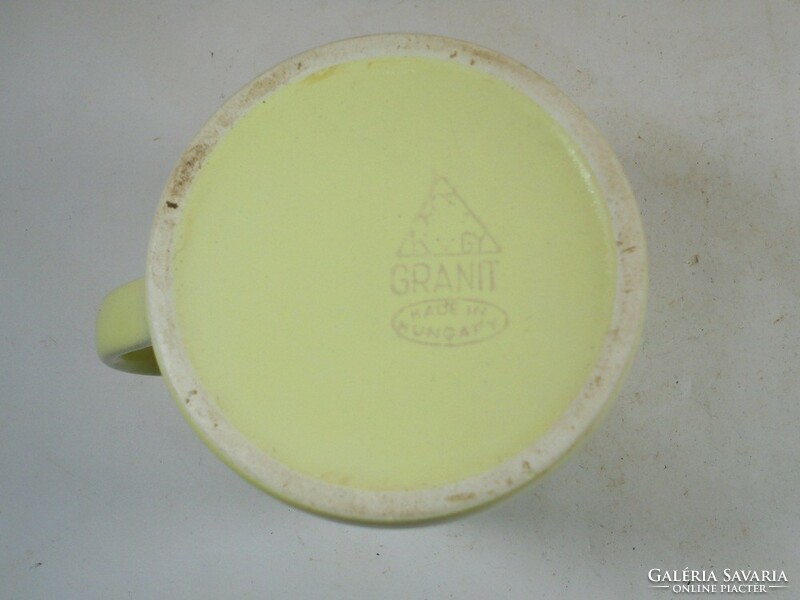 Retro old yellow marked mug - granite kispest cs.K.Gy - 28.5 cm diameter - from the 1970s-1980s