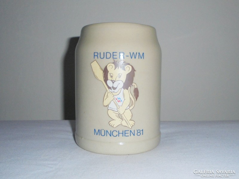 Német kerámia sörös korsó 0.5 liter - RUDER WM München 1981