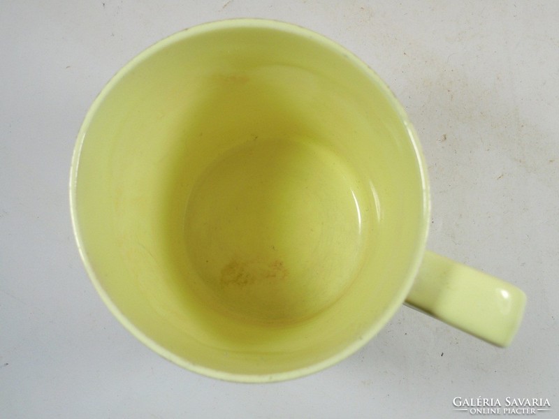 Retro old yellow marked mug - granite kispest cs.K.Gy - 28.5 cm diameter - from the 1970s-1980s