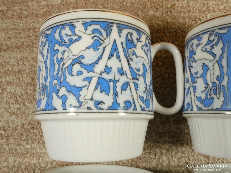 Retro old porcelain mug with a unique pattern - 4 pcs - 8.8 cm high