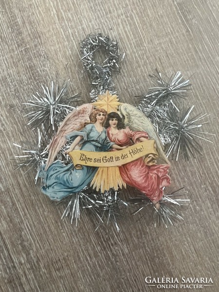Lithograph paper angelic Christmas tree decoration embossed from old materials