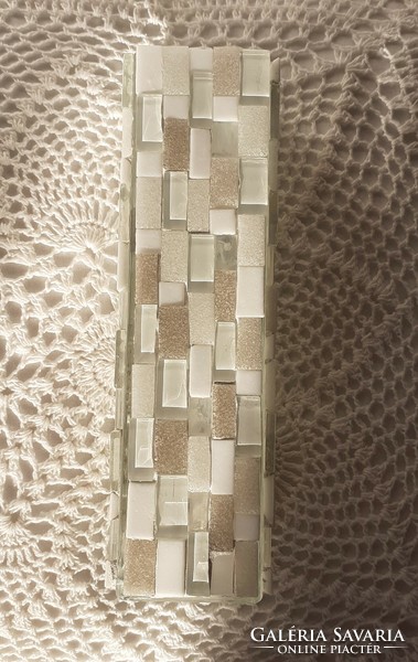 White-beige mosaic glass vase