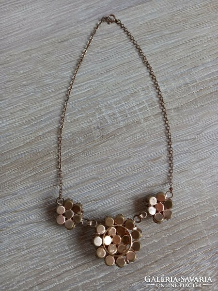 Old rhinestone stone flower necklaces