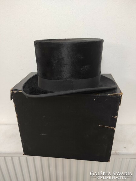 Antique top hat in box dress film theater costume prop 754 6464