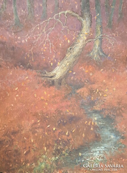 Margit Kapicz: forest landscape with stream (75x58 cm pastel) large-scale landscape