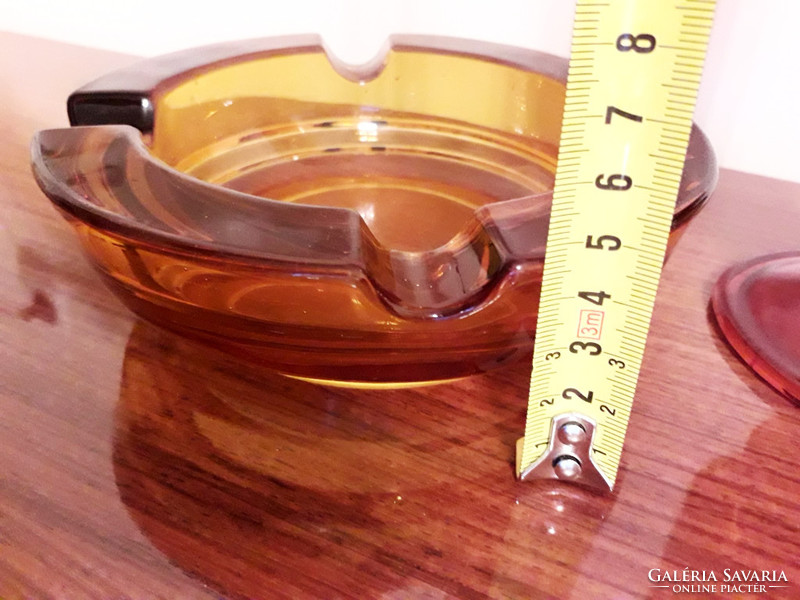 Retro glass vase ashtray amber 2 pcs