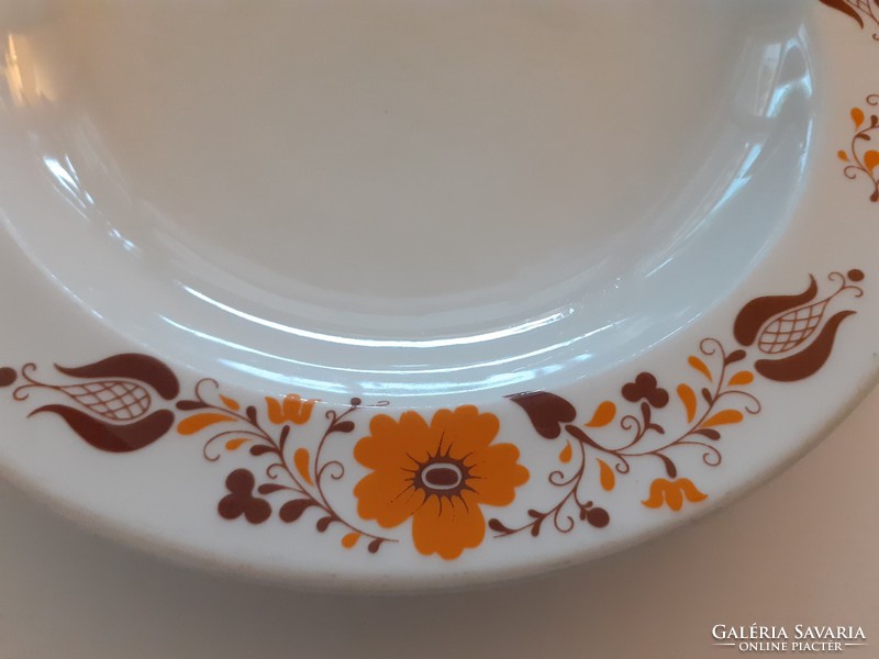 Régi Alföldi porcelán barna virágos tányér mélytányér