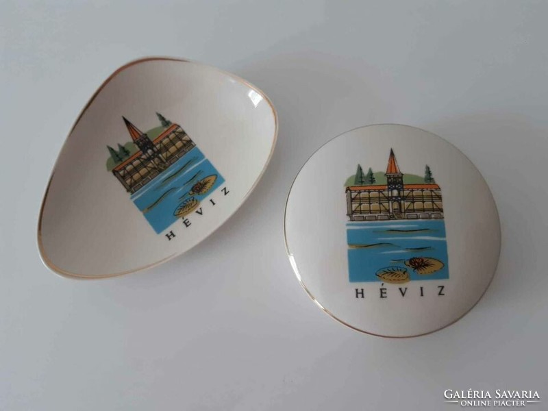 Drasche porcelain bonbonier and bowl with hot water inscription.