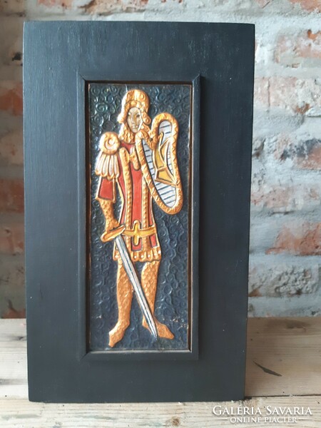 Retro painted copper relief, embossed painted copper plate image