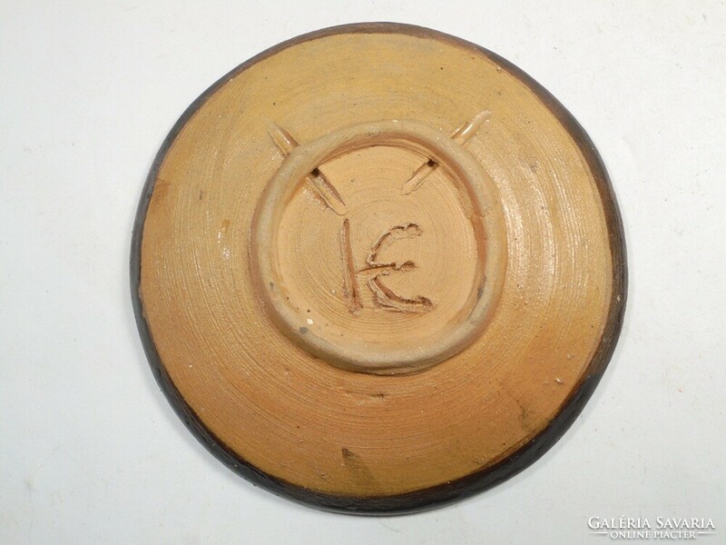 Ligeti Erika: Szentendre - Jelzett kézzel festett akasztható fali kistányér tányér