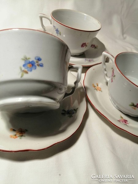 Zsolnay teás készlet 3 csésze és alátéttel