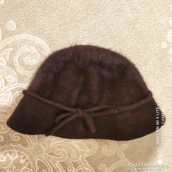 Dark brown 80% rabbit fur and 10% wool hat size 56